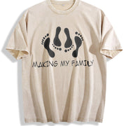 Making My Family Horseshoes Vintage Washed T-Shirt in Beige