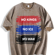 No Kings No Ice Vintage Washed T-Shirt in Brown