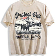 Retro Protect Our National Parks Vintage Washed T-Shirt in Beige