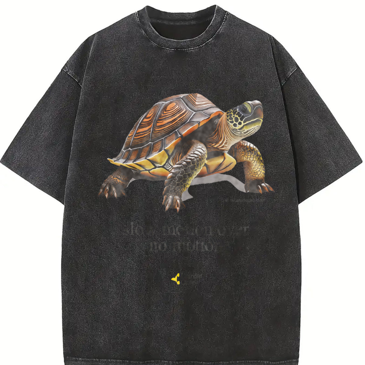 Slow Motion Turtle - Retro and Womenmen gifts vintage washed oversized T-shirt in Black