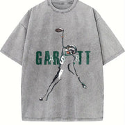 Garrett Wilson Air Garrett TD Touchdown Catch Football vintage washed oversized T-shirt in Gray