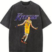 Dalton Knecht Westside Knecht 4 Basketball Los Angeles vintage washed oversized T-shirt in Black