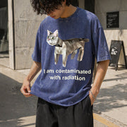 Contaminated with Radiation Vintage Washed T-Shirt in Blue