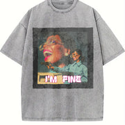 Elegant Short-sleeved Y2K Vintage Washed T-Shirt in Gray