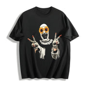 Retro Terrifier Art the Clown Cotton T-Shirt in Black