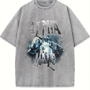 Alpha Wolf Howling Vintage Washed T-Shirt in Gray