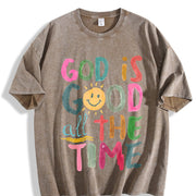 God Is Good All the Time Vintage Washed T-Shirt in Brown