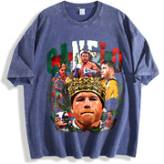 Alvarez Saul Mexico King Goat Boxing Style vintage washed oversized T-shirt in Blue