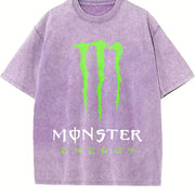 ZestLoop Monster Logo Vintage Washed T-Shirt in Purple