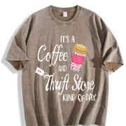 Letter Coffee for Spring Vintage Washed T-Shirt in Brown