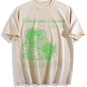 Spider Plant Chlorophytum Comosum Vintage Washed T-Shirt in Beige