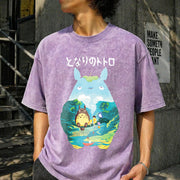 Ghibli Totoro Spirited Away Vintage Washed T-Shirt in Purple