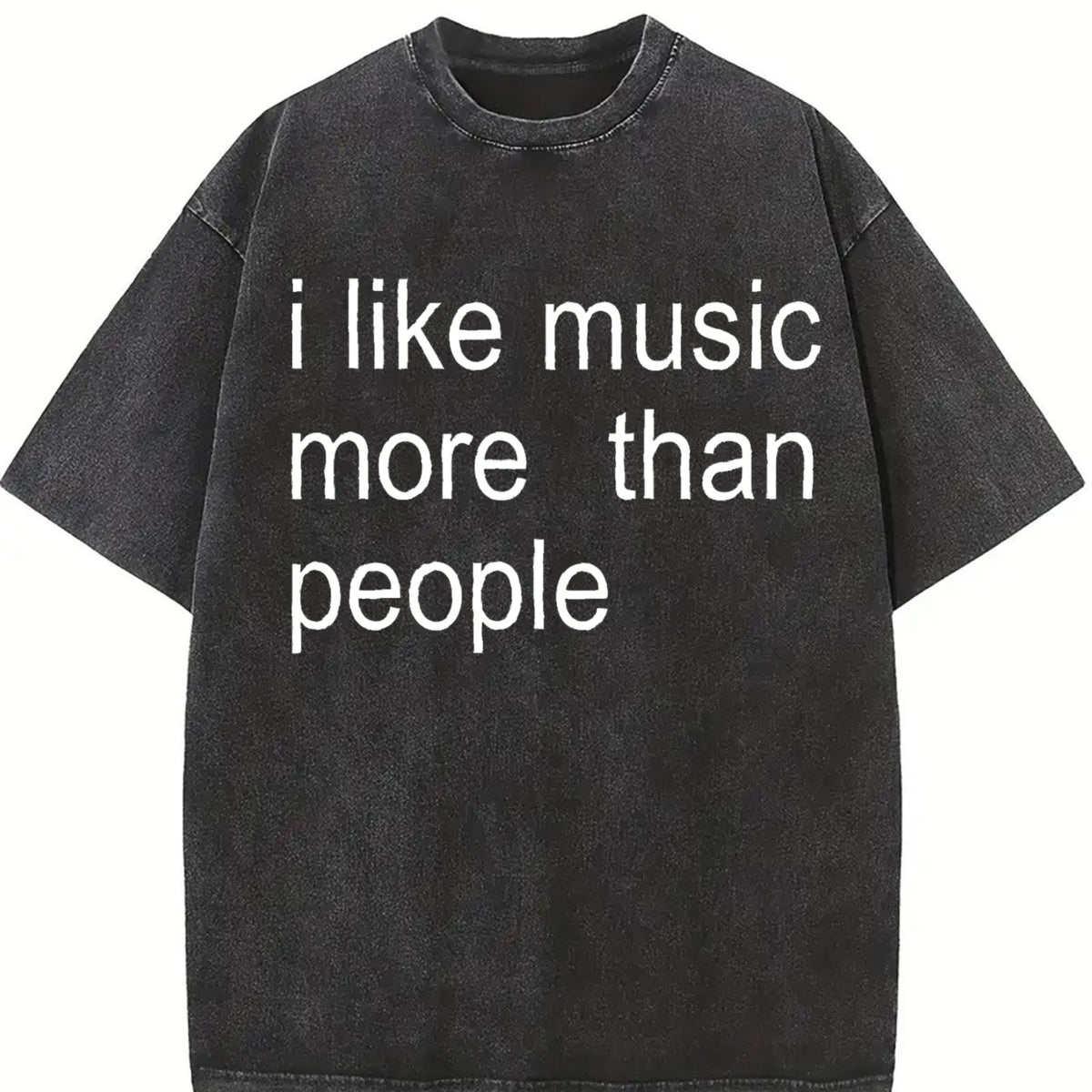 I like Music more than People Music Lover Introvert vintage washed oversized T-shirt in Black