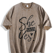 She Said Yes Engagement Bachelorette Party Bachelorette Vintage Washed T-Shirt in Brown