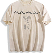 Mama Birthday for Mom Vintage Washed T-Shirt in Beige