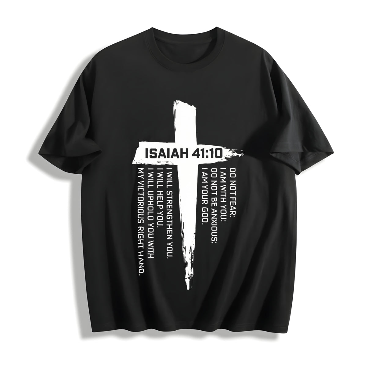 With Bible Verses & Cross Cotton T-Shirt in Black