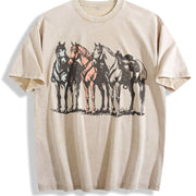Western Horse Cowboy Rodeo Horse Lovers vintage washed oversized T-shirt in Beige