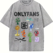 Onlyfans Cursed Ironic Twitter Meme Vintage Washed T-Shirt in Gray