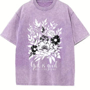 God Is Good Boho Christian Vintage Washed T-Shirt in Purple