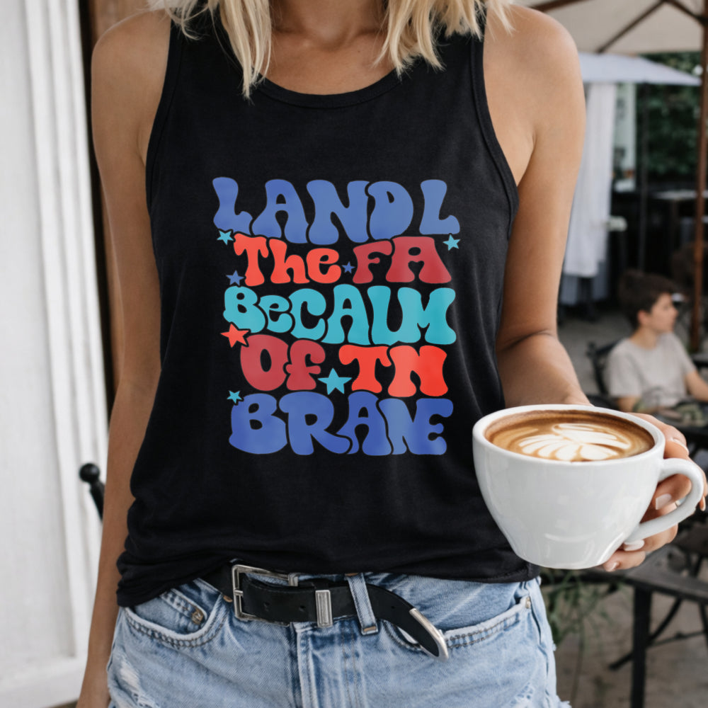 Land of the Free Because of the Brave Women's Color Cotton Tank Top in Black