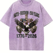 Faith Freedom 250 Years 1776-2026 Vintage Washed T-Shirt in Purple