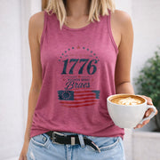 1776 Patriotic America Independence Women's Color Cotton Tank Top in Red