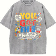 You Got This Test Day Vintage Washed T-Shirt in Gray