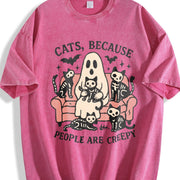 CATS Sofa Skull Cat 1pc Vintage Washed T-Shirt in Red
