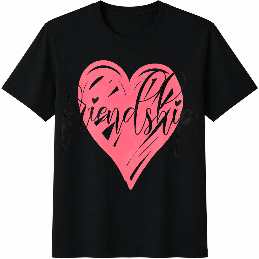 Friendship Heart Bestie Cotton T-Shirt in Black