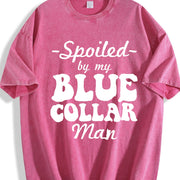 Spoiled By My Blue Spoiled Wife Fun For Wife vintage washed oversized T-shirt in Red