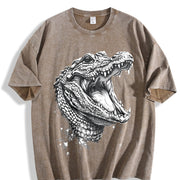 Crocodile 90s Retro ® Alligator Y2k Vintage Washed T-Shirt in Brown