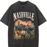 Nashville Tennessee Vintage Washed T-Shirt in Black