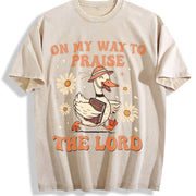 Praise the Lord Bible Verse Vintage Washed T-Shirt in Beige