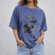Fourth Wing Dragon vintage washed oversized T-shirt in Blue