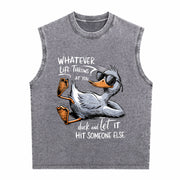 Duck Quote Vintage Washed Tank Top in Gray