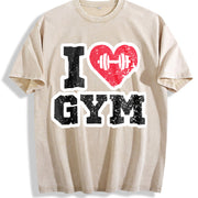 I Love Gym Vintage Washed T-Shirt in Beige