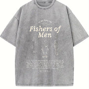 Fishers of Matthew 4:19 Jesus Vintage Washed T-Shirt in Gray