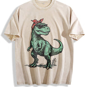 T-rex Bandana Sunglasses Vintage Washed T-Shirt in Beige
