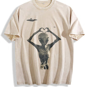 230gsm for Spring Fall Vintage Washed T-Shirt in Beige
