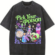 Pick Your Poison Princess Halloween Kuzco Poison Apple vintage washed oversized T-shirt in Black
