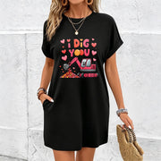 Exquisite Heart New Dress Cotton T-Shirt in Black