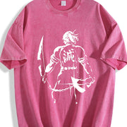 Tengen Anime V2 Fit with Bold Front and Back Demon Slayer vintage washed oversized T-shirt in Red