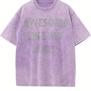Awesome Like My Kids Sarcastic Parent for Classic Dad Joke Vintage Washed T-Shirt in Purple