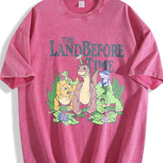 The Land Before Time Pastel Dinosaur Friends Vintage Washed T-Shirt in Red