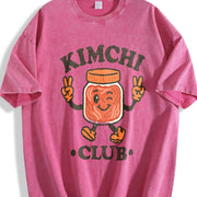 Kimchi Club: Retro Korean Food Mascot for Foodies Vintage Washed T-Shirt in Red
