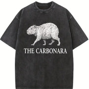 The Carbonara Cappybara 90s Vintage Washed T-Shirt in Black