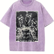 Trash Cult Raccoon Tarot Sleeveless Tank Vintage Washed T-Shirt in Purple