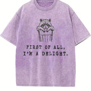 I'm a Delight Cute Raccoon Vintage Washed T-Shirt in Purple