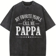 Custom My Favorite People Call Me Papa Vintage Washed T-Shirt in Black