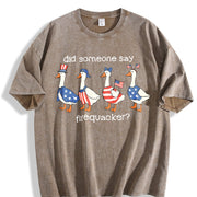 Firequacker Goose 4th of July Vintage Washed T-Shirt in Brown